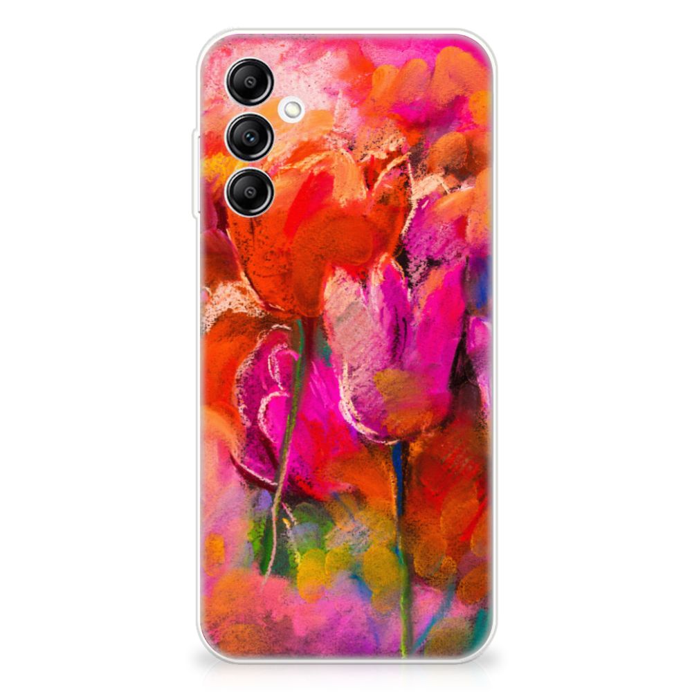 Hoesje maken Samsung Galaxy A14 5G Tulips met kleurrijk tulpen ontwerp op flexibel rubber.
