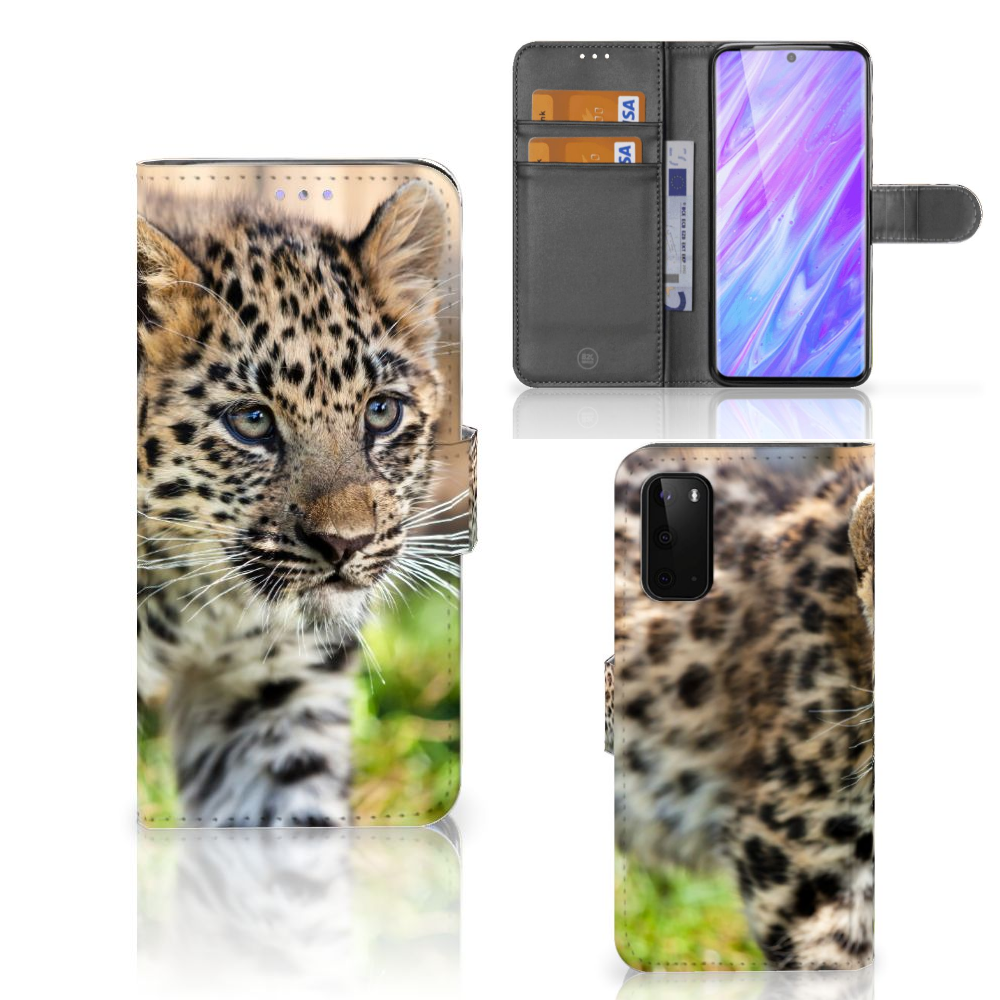 Samsung Galaxy S20 Telefoonhoesje met Pasjes Baby Luipaard