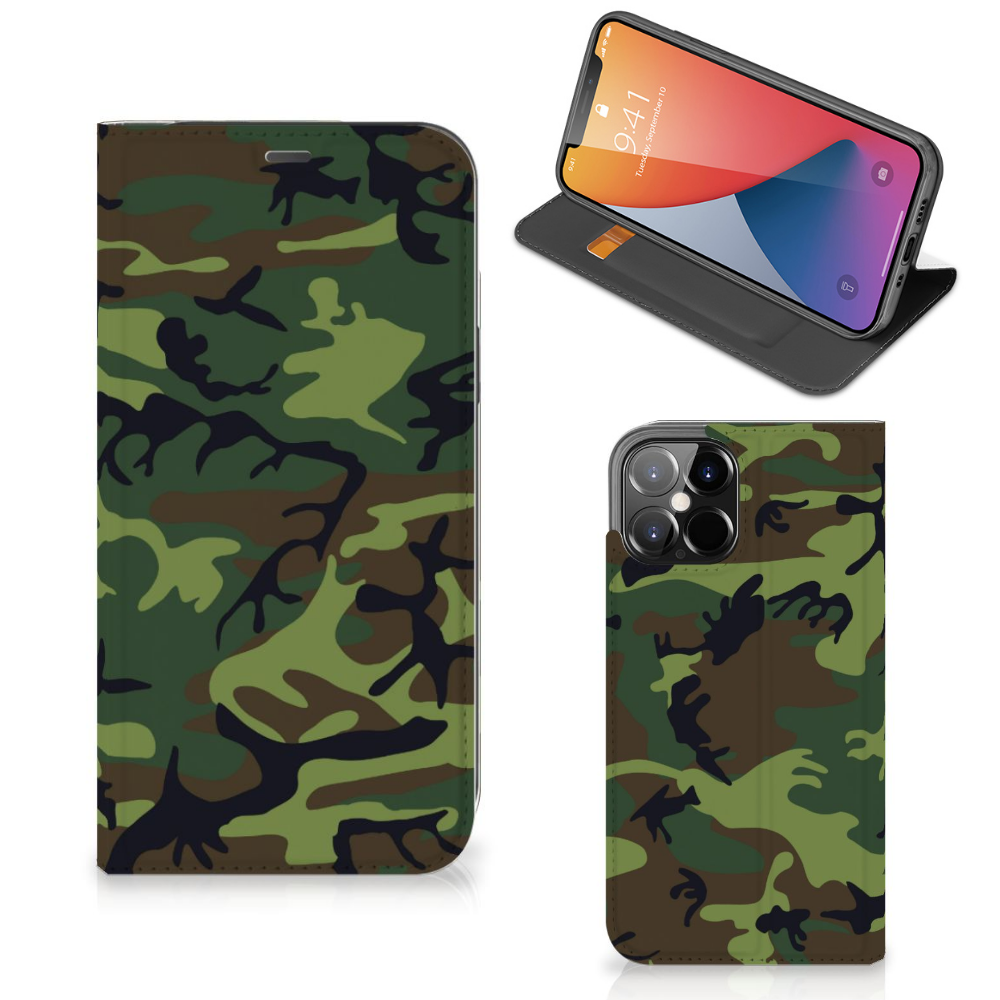 iPhone 12 Pro Max Hoesje met Magneet Army Dark - B2C Telecom