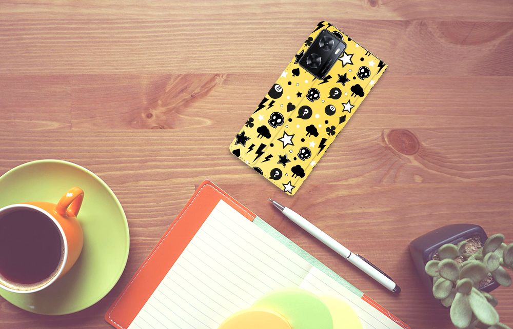 Mobiel BookCase OPPO A57 | A57s | A77 4G Punk Geel - B2C Telecom