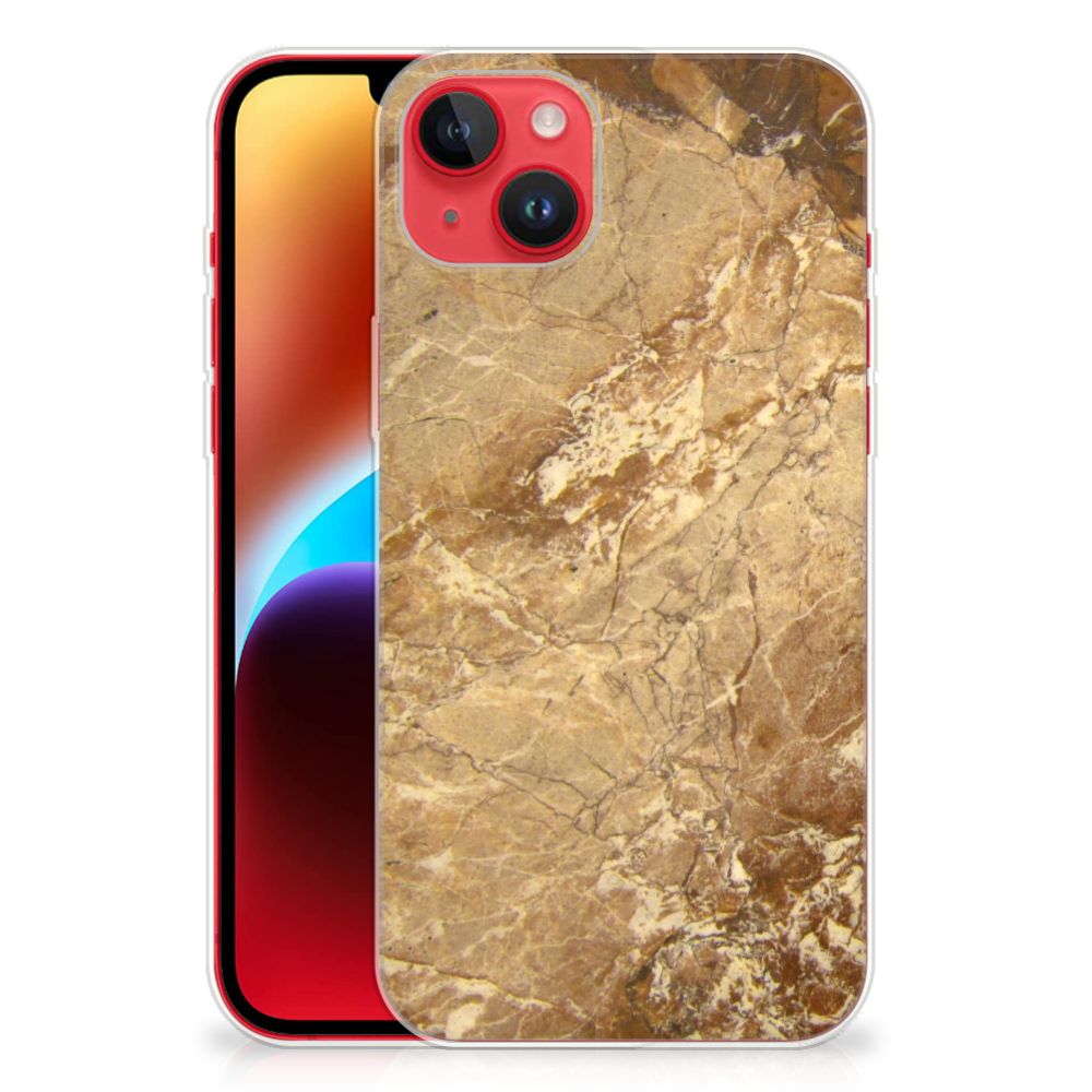 iPhone 14 Plus TPU Siliconen Hoesje Marmer Creme