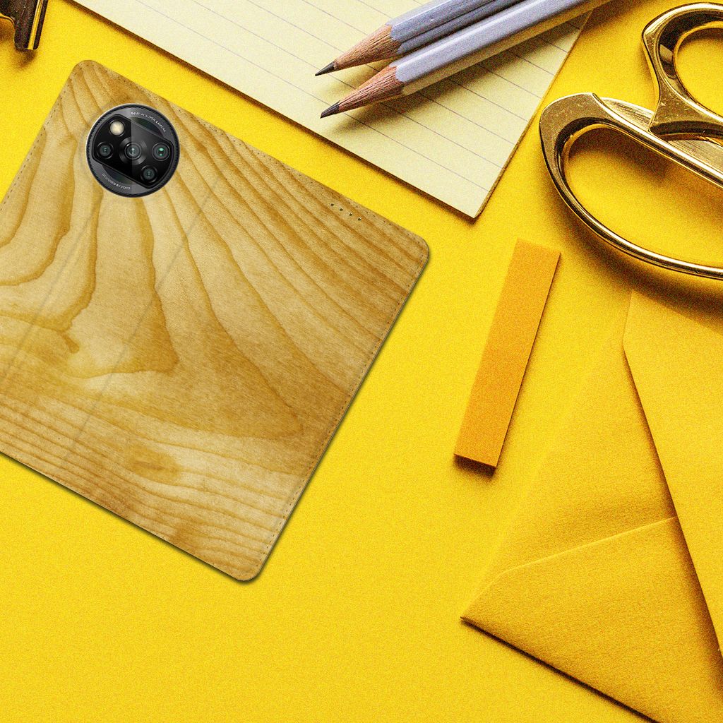 Xiaomi Poco X3 Pro | Poco X3 Book Wallet Case Licht Hout - B2C Telecom
