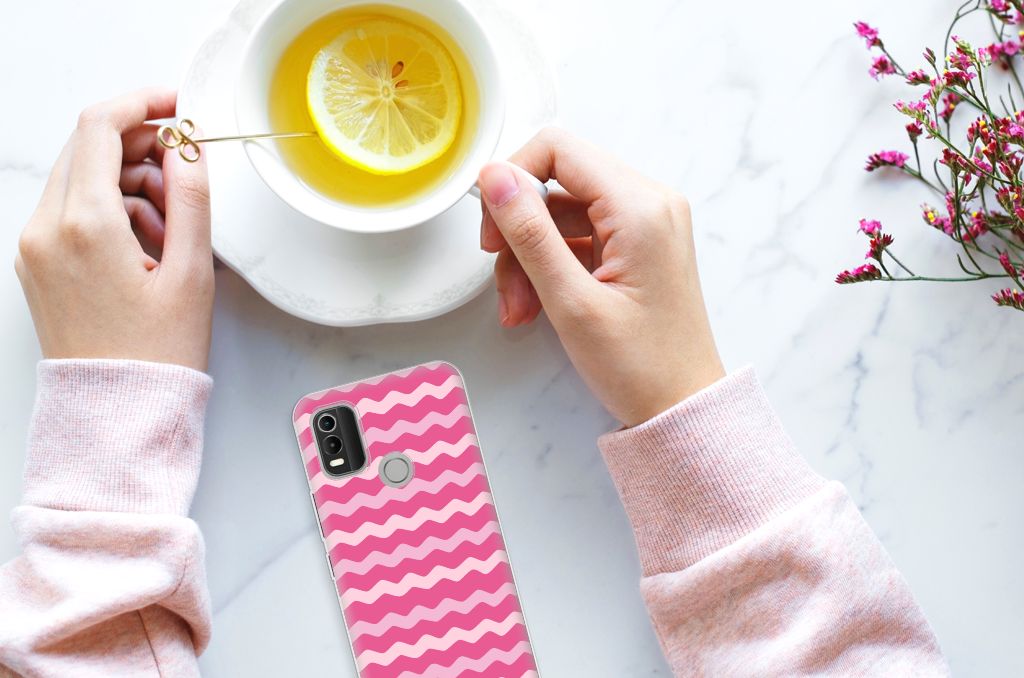 Nokia C21 Plus TPU bumper Waves Pink B2C Telecom