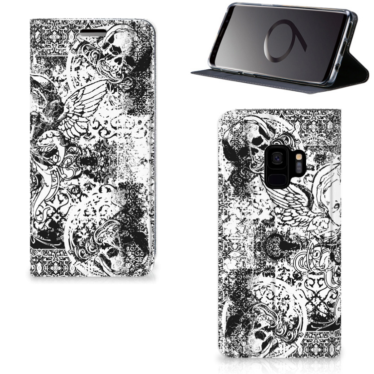 Mobiel BookCase Samsung Galaxy S9 Skulls Angel
