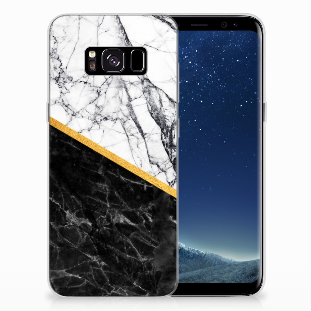 Samsung Galaxy S8 TPU Siliconen Hoesje Marmer Wit Zwart - Origineel Cadeau Man