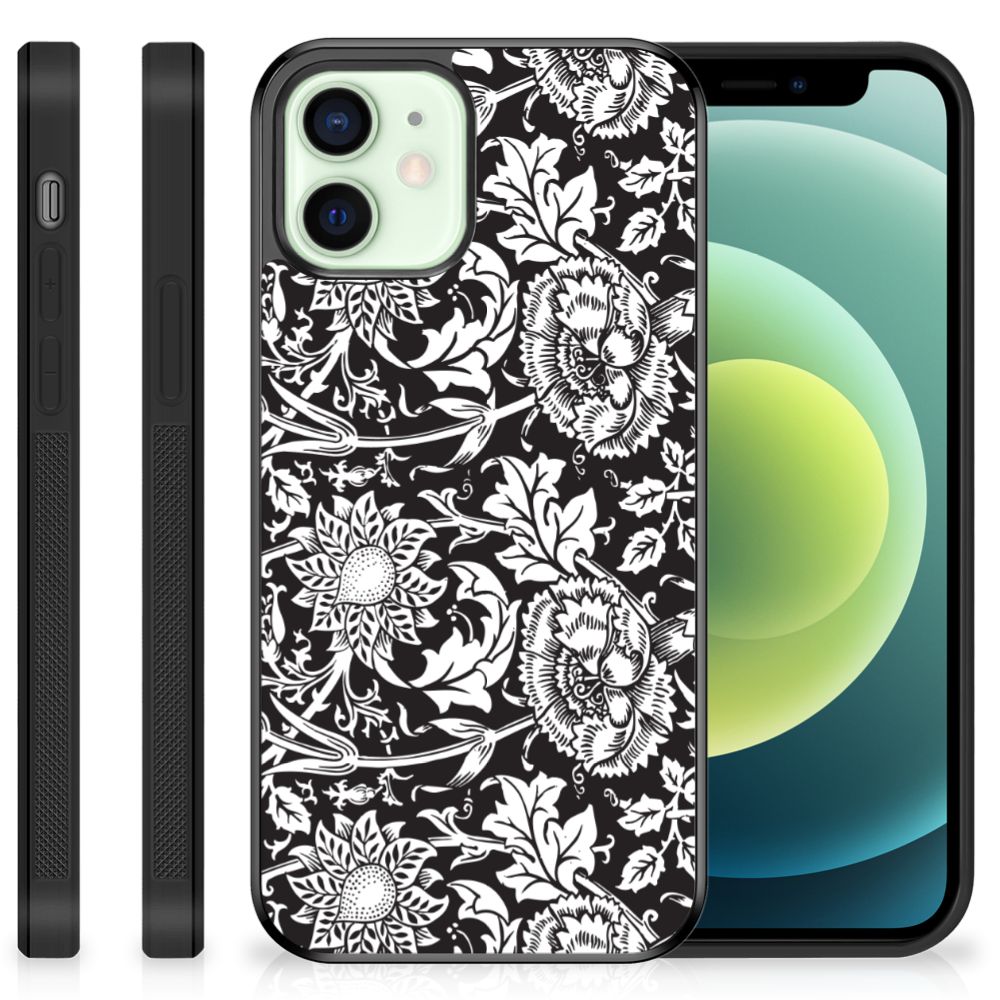 iPhone 12 Mini Skin Case Black Flowers B2C Telecom