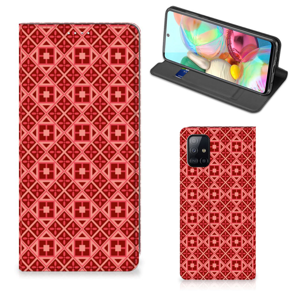 Samsung Galaxy A71 Hoesje met Magneet Batik Rood