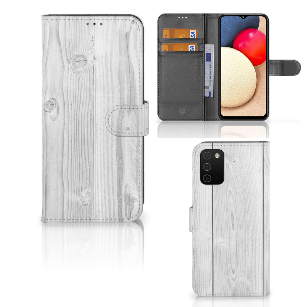 Samsung Galaxy A03s Book Style Case White Wood