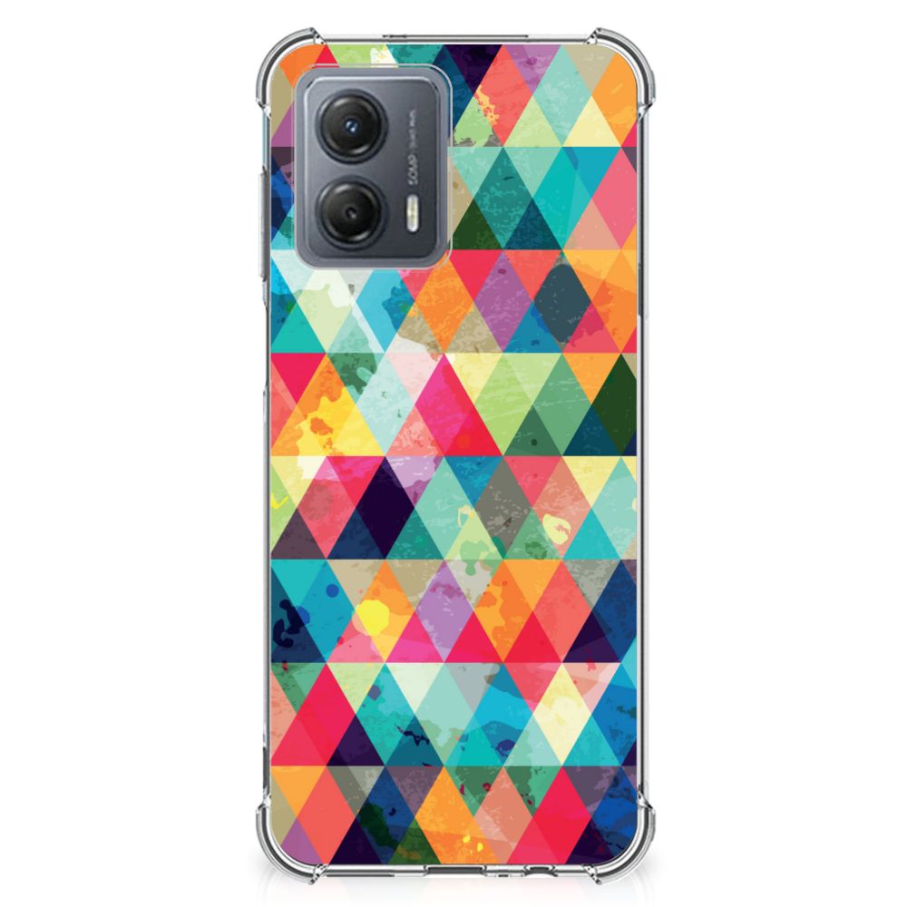 Motorola Moto G53 Doorzichtige Silicone Hoesje Geruit B2C Telecom