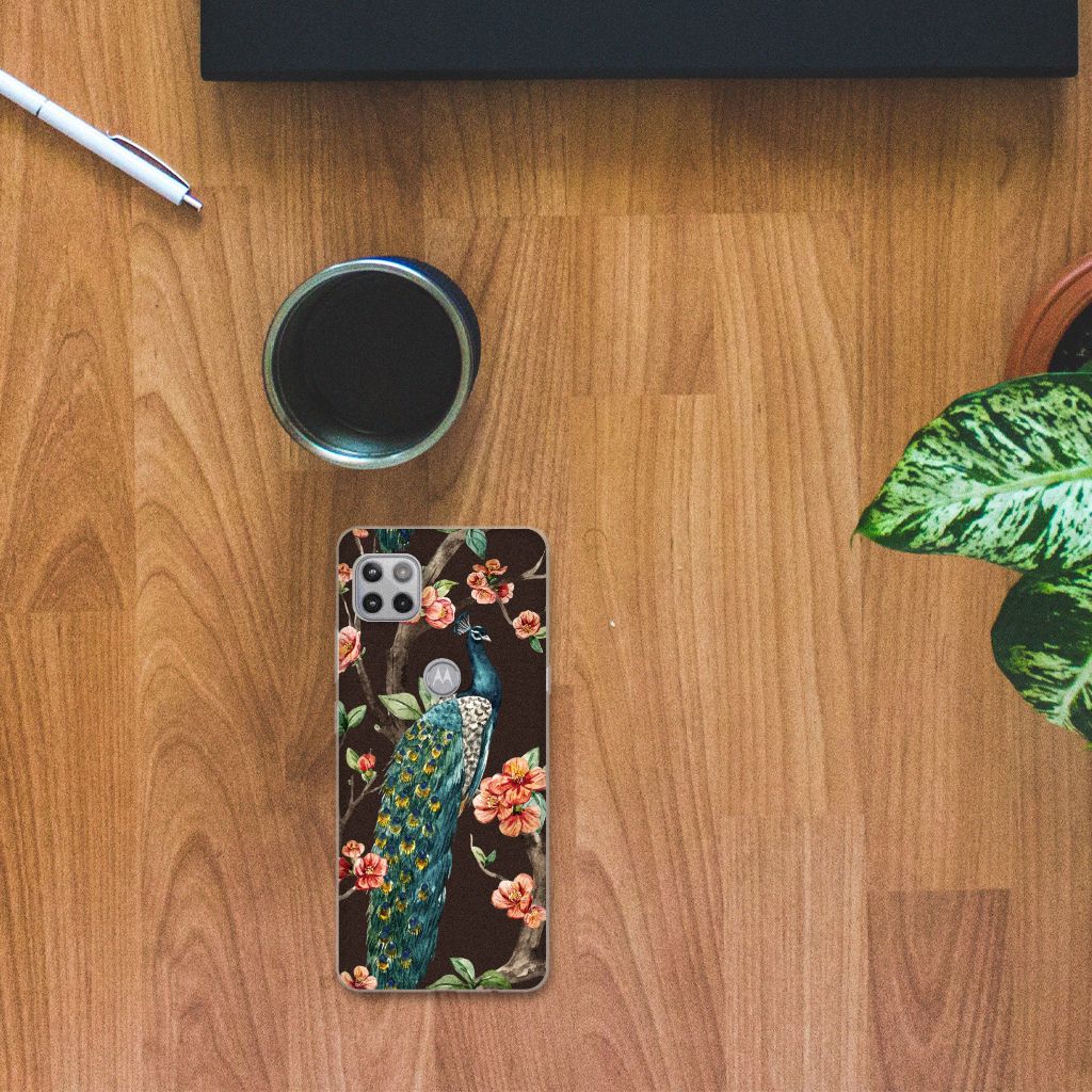 Motorola Moto G 5G TPU Hoesje Pauw met Bloemen B2C Telecom