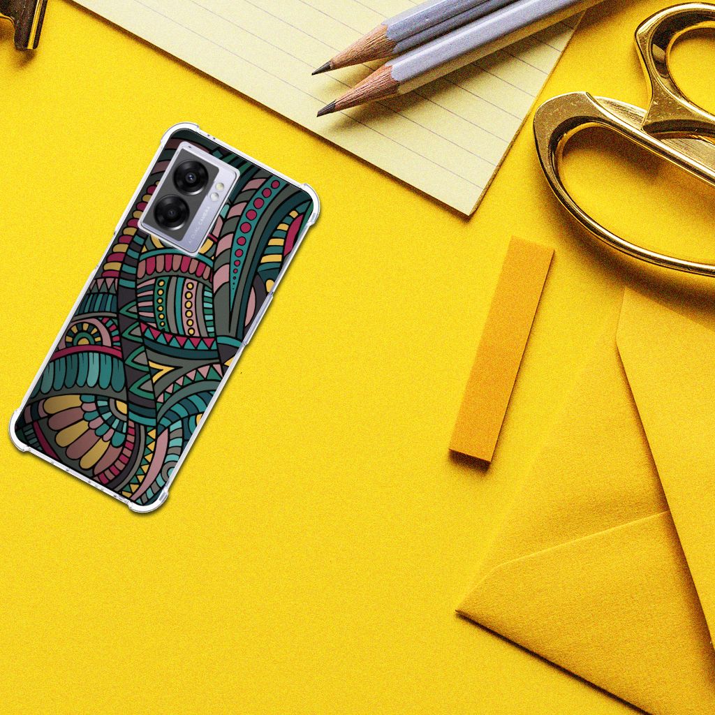 OPPO A77 5G | A57 5G Doorzichtige Silicone Hoesje Aztec - B2C Telecom