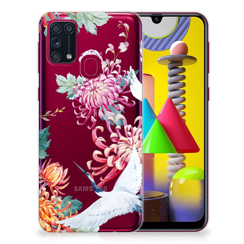 Samsung Galaxy M31 TPU Hoesje Bird Flowers B2C Telecom