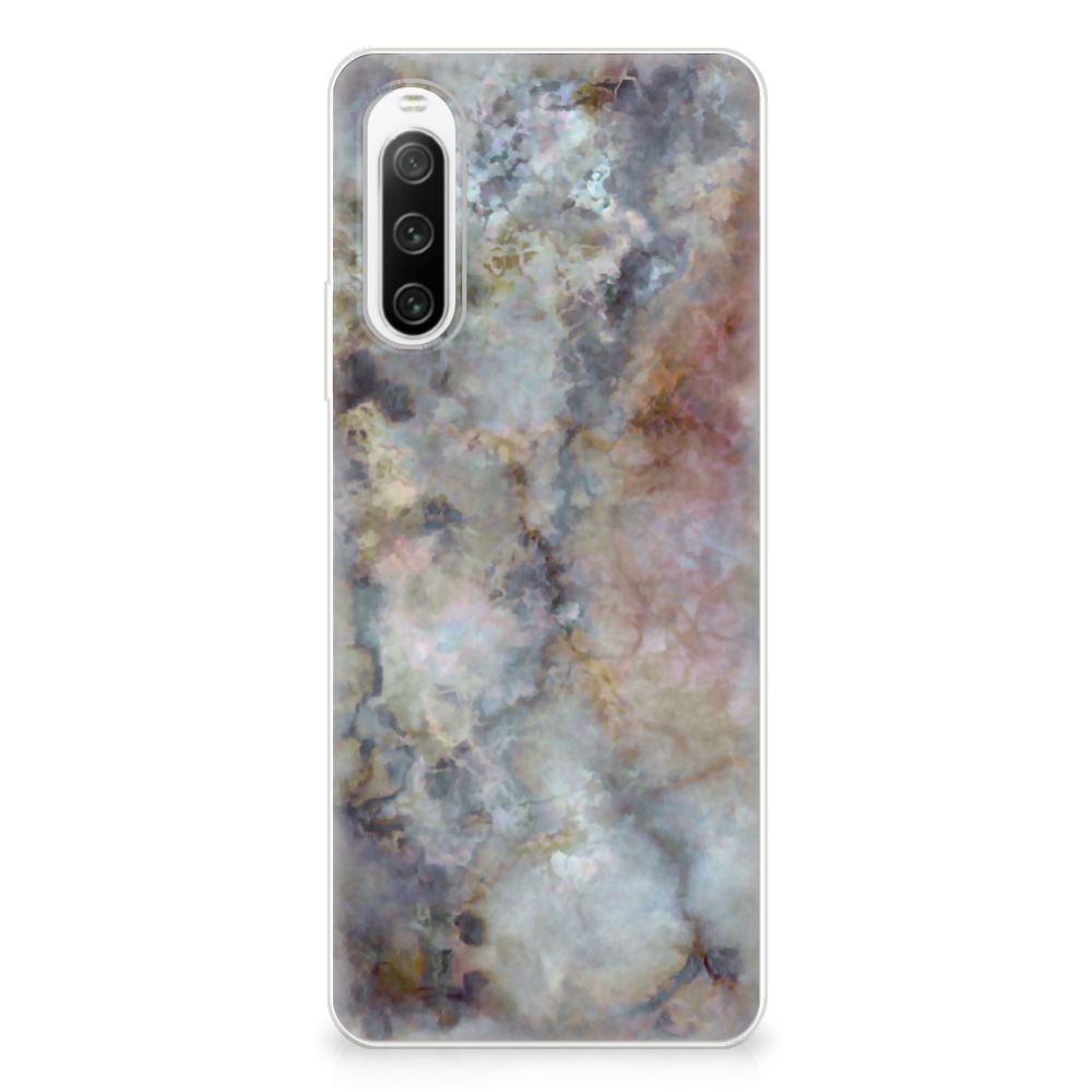 Sony Xperia 10 IV TPU Siliconen Hoesje Marmer Grijs B2C Telecom