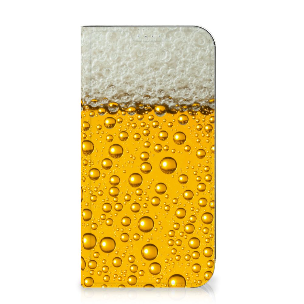 iPhone 15 Plus Flip Style Cover Bier met een aantrekkelijk bierprint en bubbels 🍺