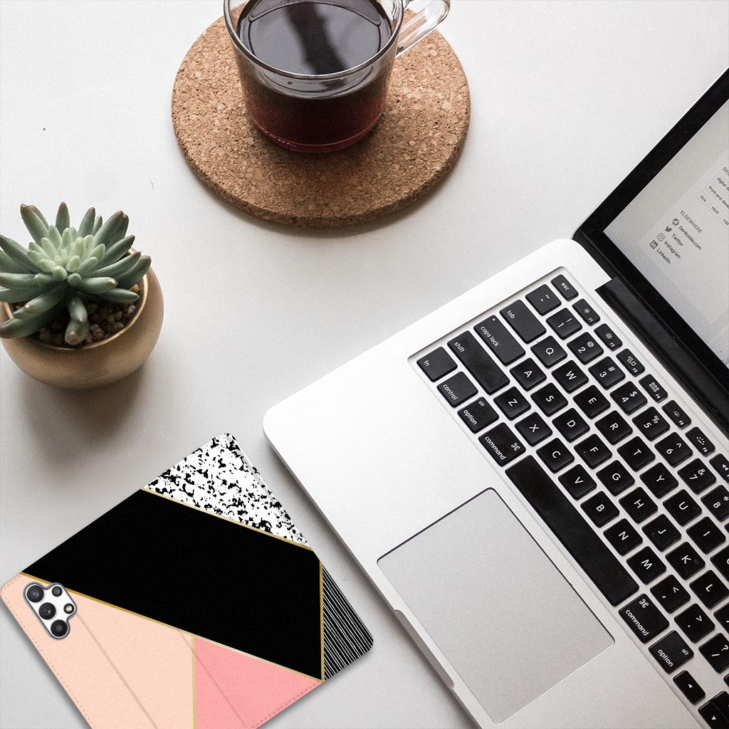 Samsung Galaxy A32 4G | A32 5G Enterprise Editie Stand Case Zwart Roze Vormen - B2C Telecom