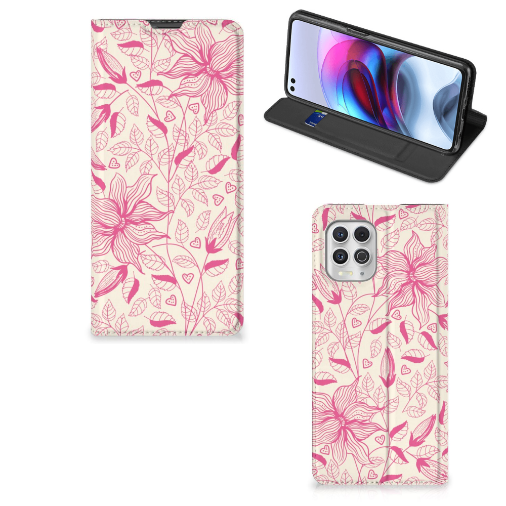 Motorola Moto G100 Smart Cover Pink Flowers - B2C Telecom