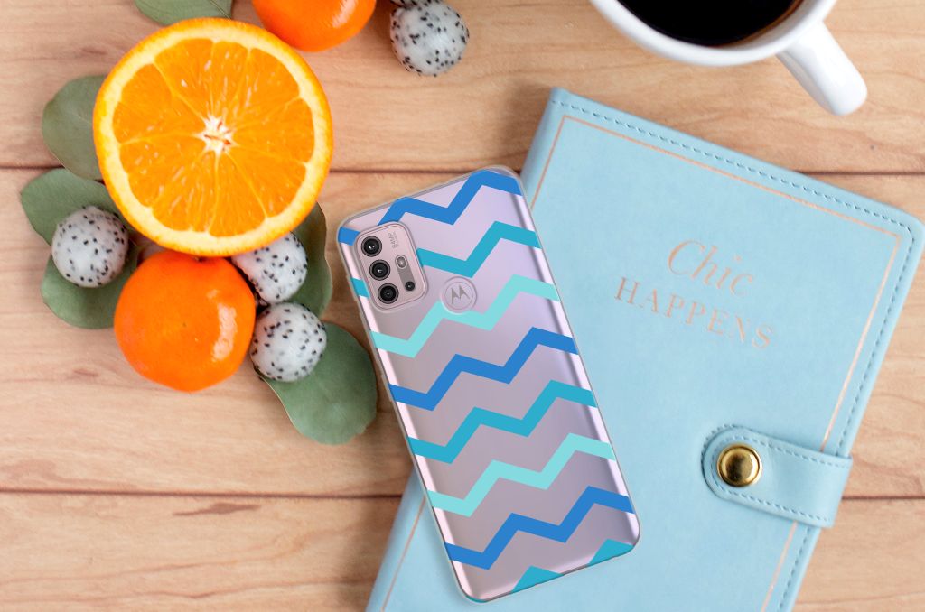 Motorola Moto G30 | G10 TPU bumper Zigzag Blauw B2C Telecom