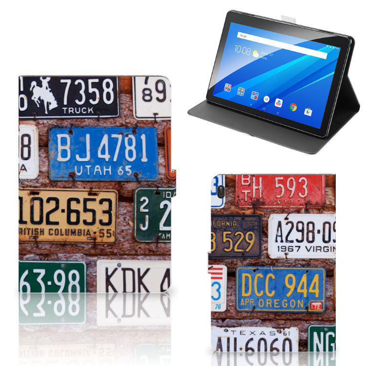 Lenovo Tab E10 Tablet Hoesje met foto Kentekenplaten