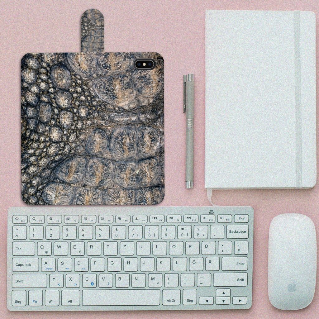Apple iPhone Xs Max Telefoonhoesje met Pasjes Krokodillenprint