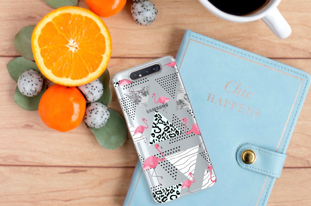 Samsung Galaxy A80 TPU Hoesje Flamingo Triangle
