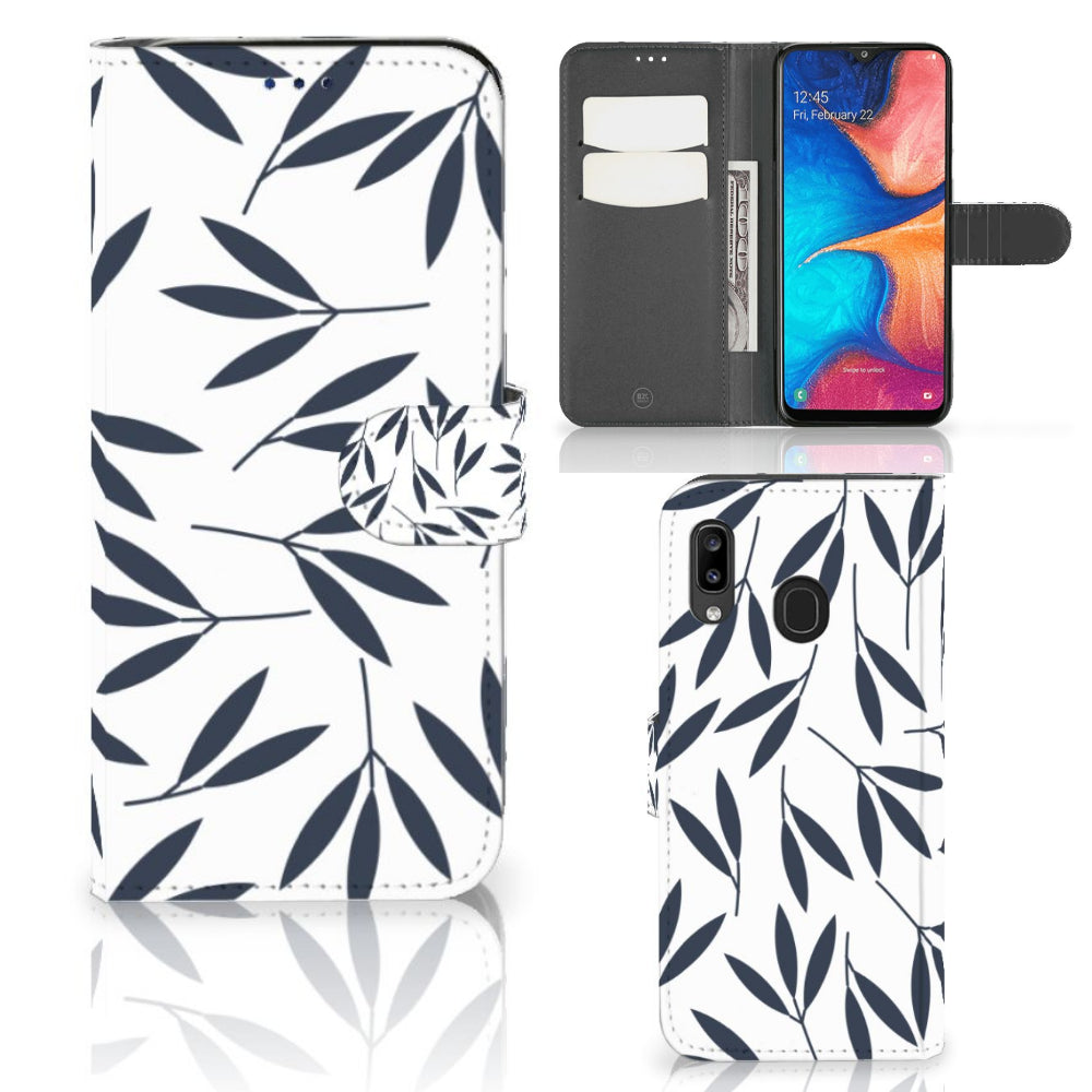 Samsung Galaxy A30 Hoesje Leaves Blue