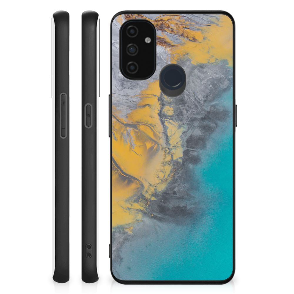 OnePlus Nord N100 Marmeren Print Telefoonhoesje Marble Blue Gold B2C Telecom