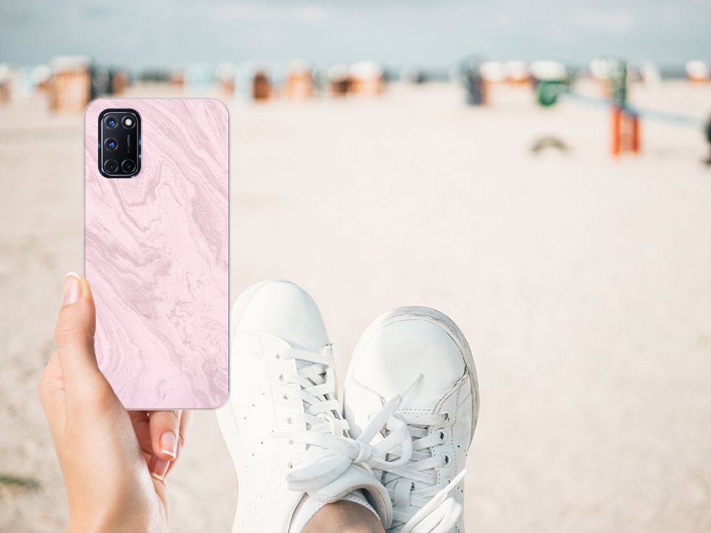 OPPO A52 | A72 TPU Siliconen Hoesje Marble Pink B2C Telecom