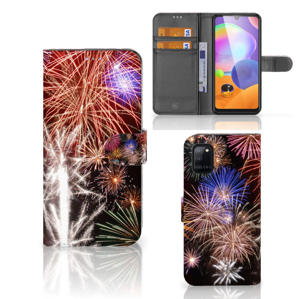 Samsung Galaxy A31 Wallet Case met Pasjes Vuurwerk