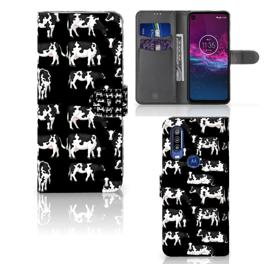 Motorola One Action Telefoonhoesje met Pasjes Koetjes