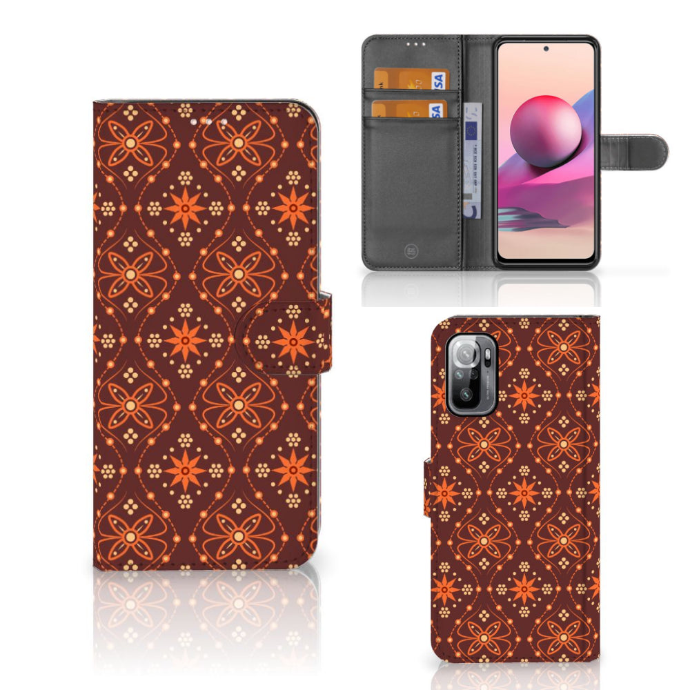 Xiaomi Redmi Note 10/10T 5G | Poco M3 Pro Telefoon Hoesje Batik Brown