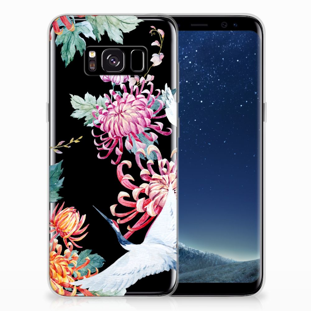 Samsung Galaxy S8 TPU Hoesje Bird Flowers
