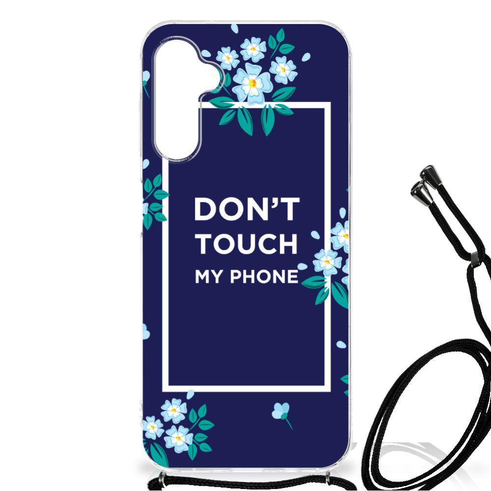 Samsung Galaxy A14 5G Anti Shock Case Flowers Blue DTMP with floral design and text 'Don't Touch My Phone'.