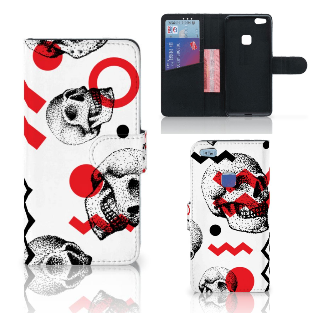 Telefoonhoesje met Naam Huawei P10 Lite Skull Red