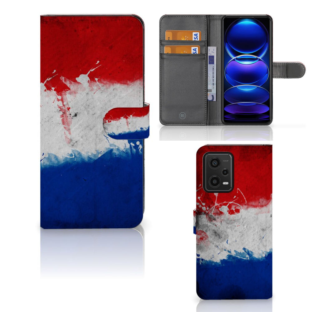 Xiaomi Redmi Note 12 5G | Poco X5 Bookstyle Case Nederland met artistiek ontwerp van de Nederlandse vlag.