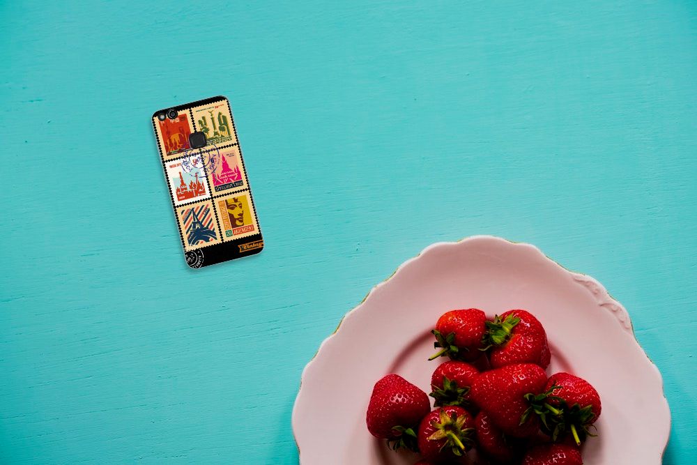 Huawei P10 Lite Siliconen Back Cover Postzegels
