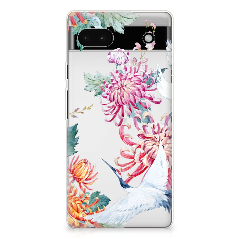 Google Pixel 6A TPU Hoesje Bird Flowers