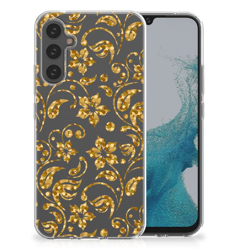 Samsung Galaxy A34 TPU Case Gouden Bloemen