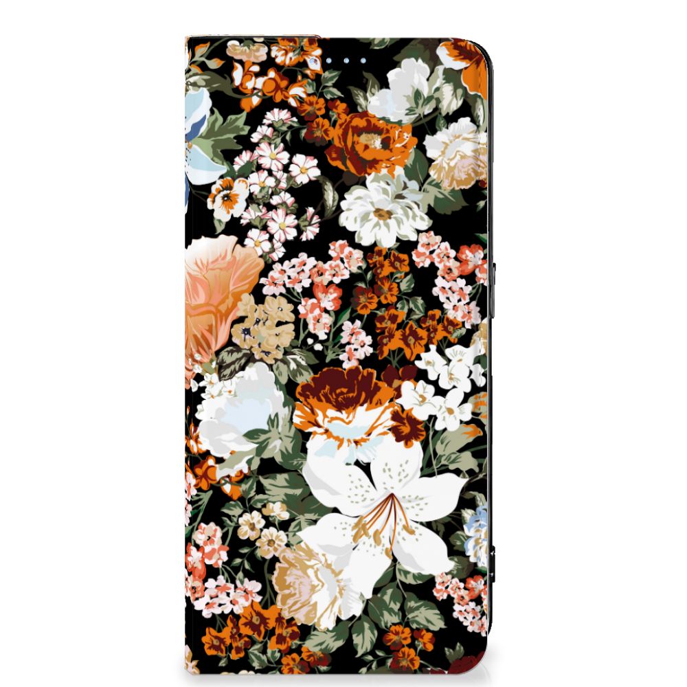 Smart Cover voor OPPO Reno8 Pro Dark Flowers - B2C Telecom