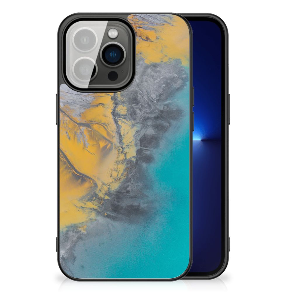 iPhone 13 Pro Marmeren Print Telefoonhoesje Marble Blue Gold B2C Telecom