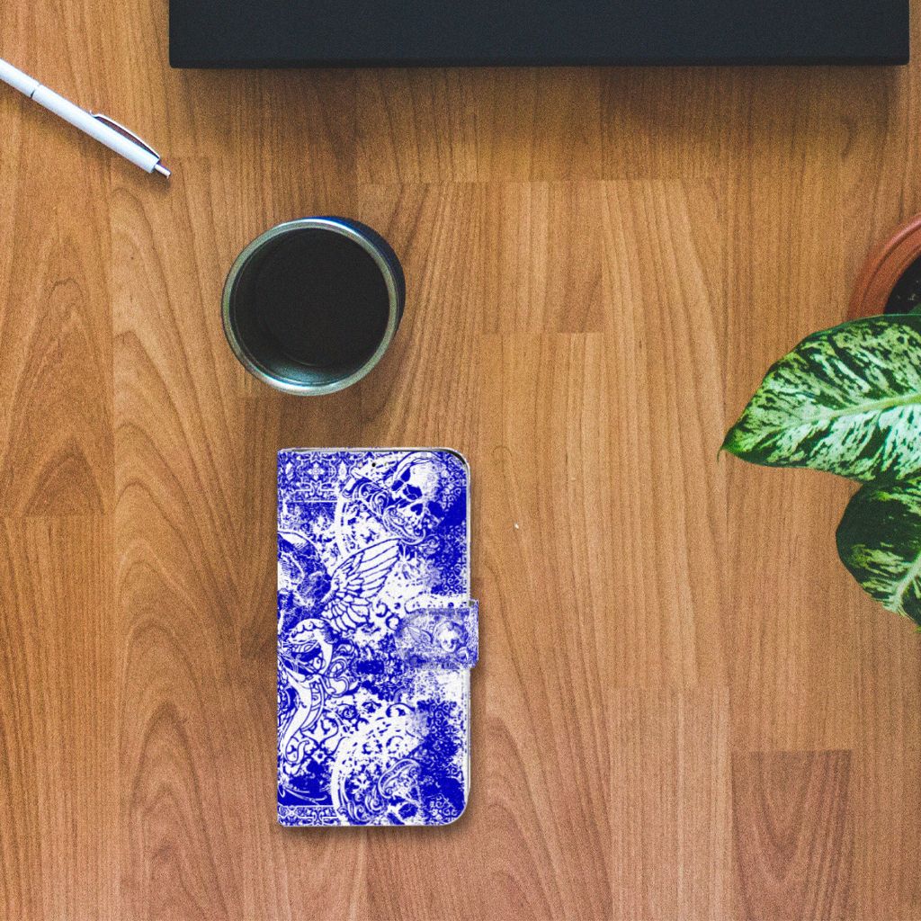 Telefoonhoesje met Naam Huawei Y6 (2019) Angel Skull Blauw