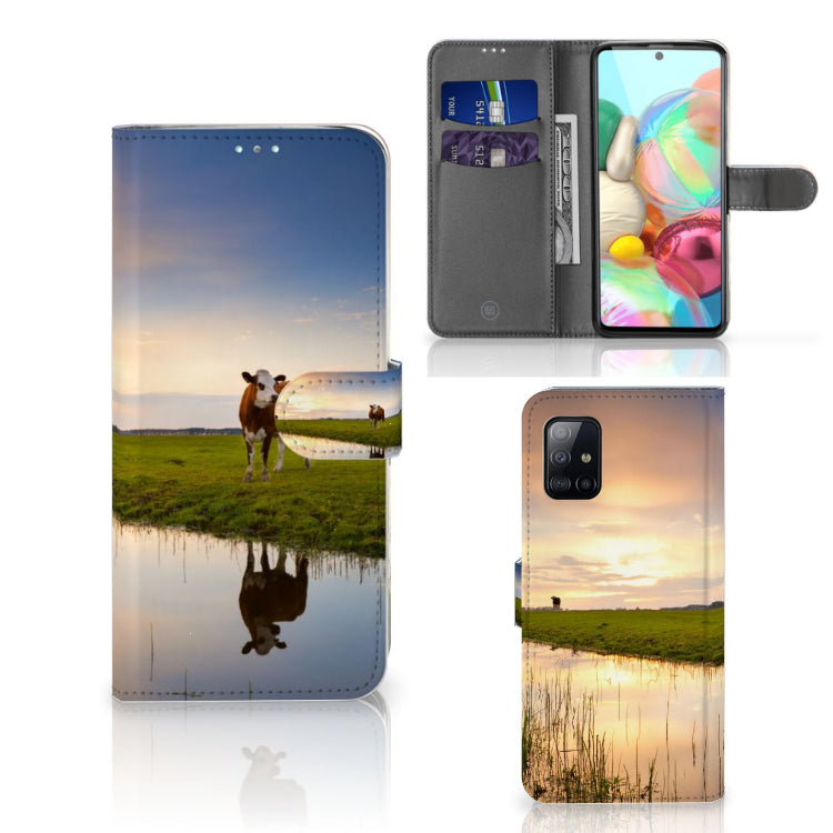 Samsung Galaxy A71 Telefoonhoesje met Pasjes Koe