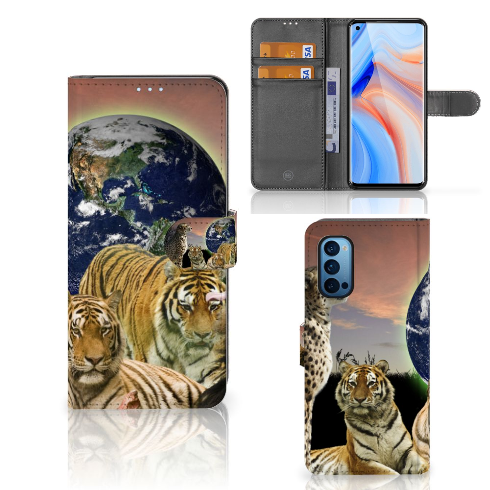 OPPO Reno 4 Pro 5G Telefoonhoesje met Pasjes Roofdieren