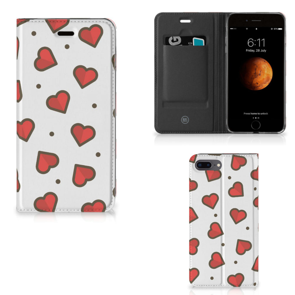 Apple iPhone 7 Plus | 8 Plus Hoesje met Magneet Hearts