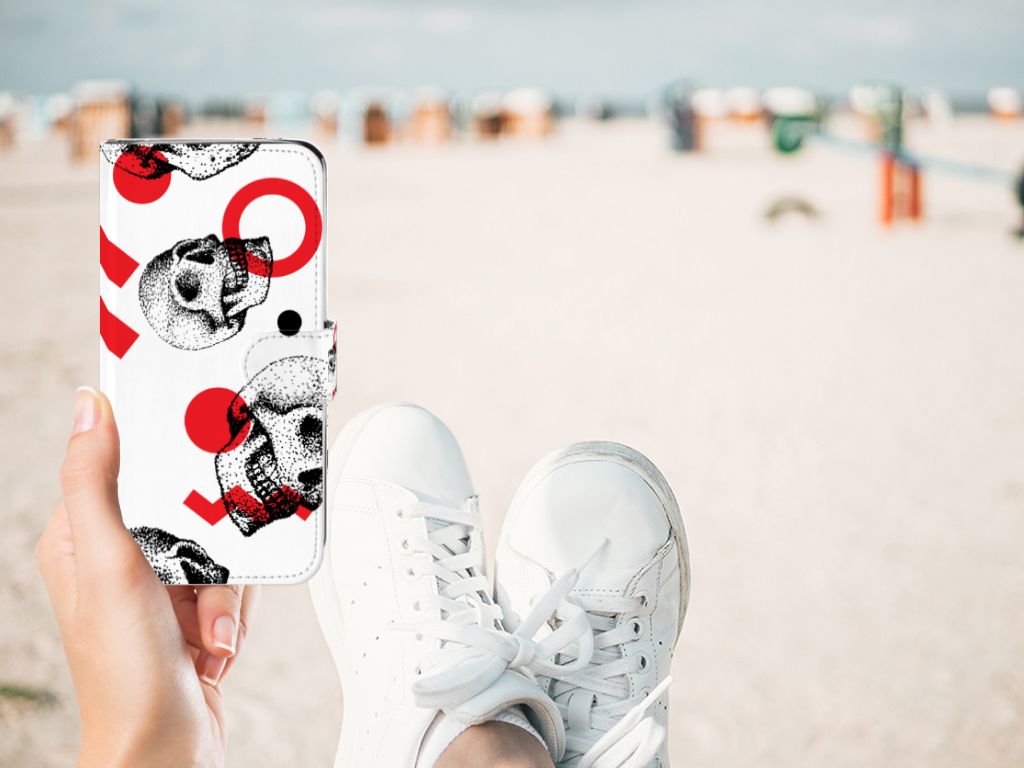 Telefoonhoesje met Naam Motorola Moto G7 | G7 Plus Skull Red