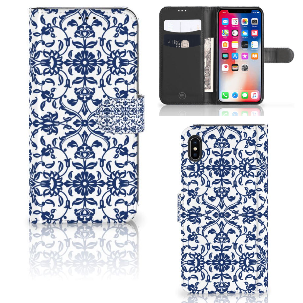 Apple iPhone Xs Max Hoesje Flower Blue