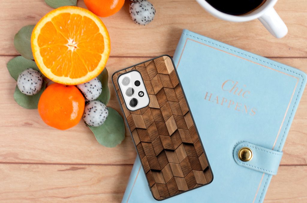 Houten Print Telefoonhoesje voor Samsung Galaxy A73 Wooden Cubes B2C Telecom