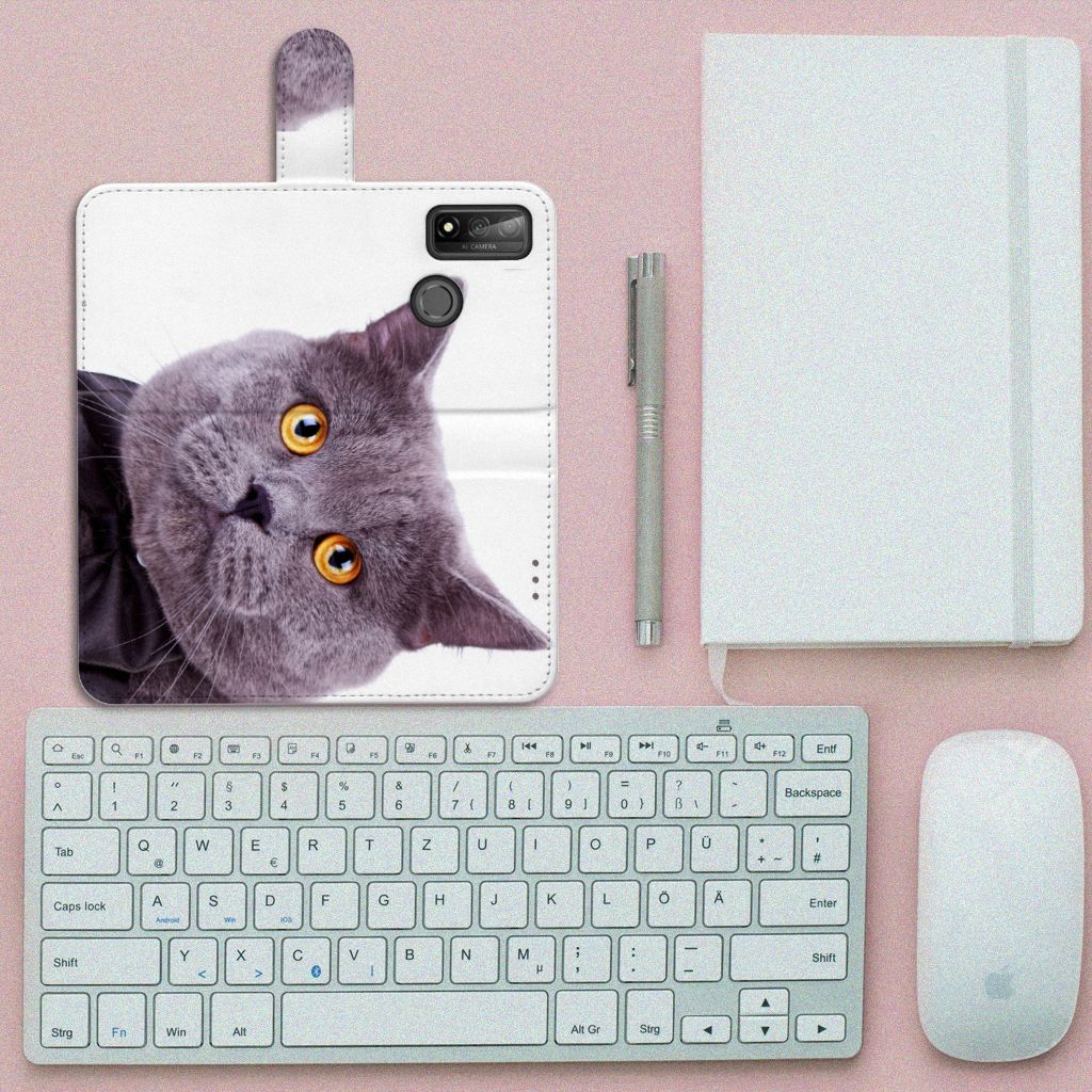 Huawei P Smart 2020 Telefoonhoesje met Pasjes Kat