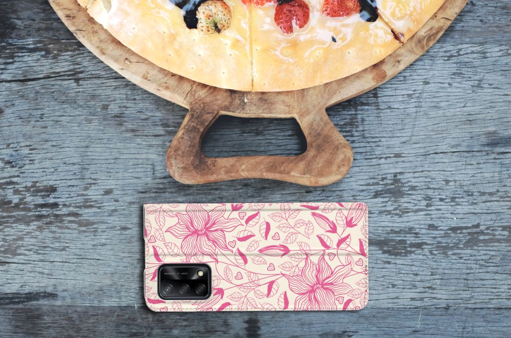 OPPO A74 4G Smart Cover Pink Flowers - B2C Telecom