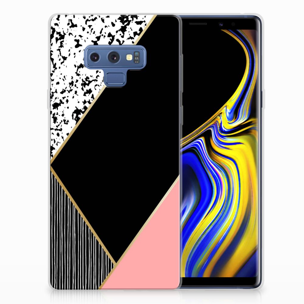 Samsung Galaxy Note 9 TPU Hoesje Zwart Roze Vormen