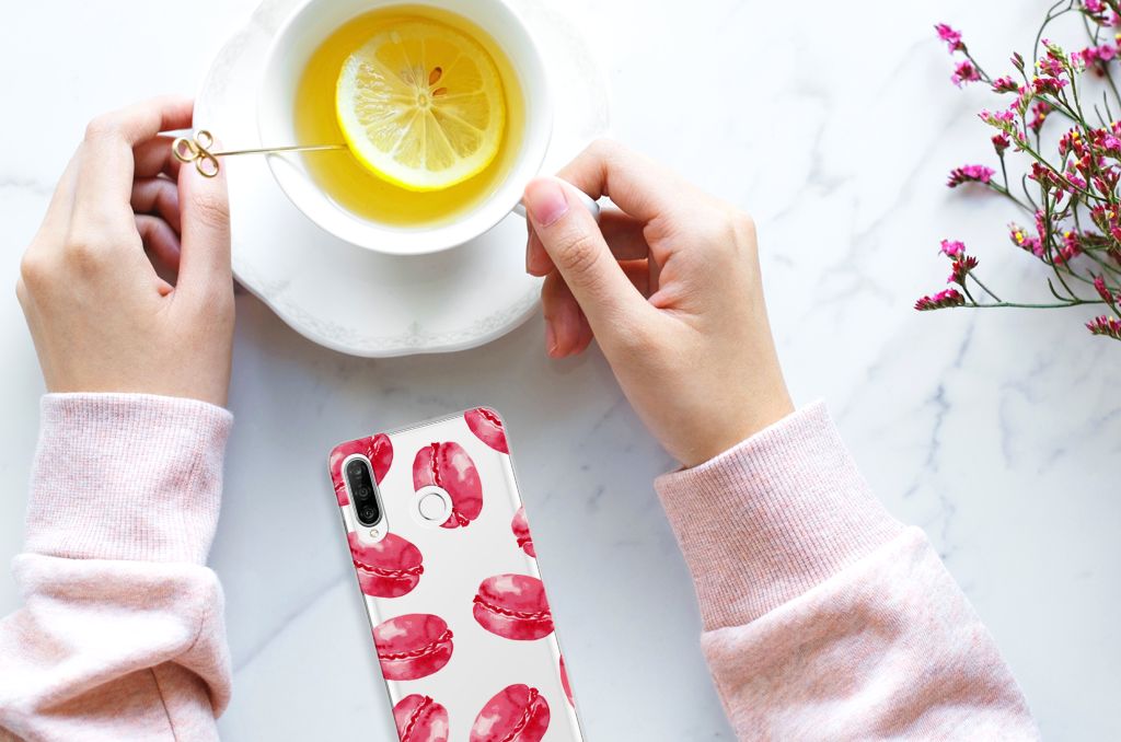 Huawei P30 Lite Siliconen Case Pink Macarons